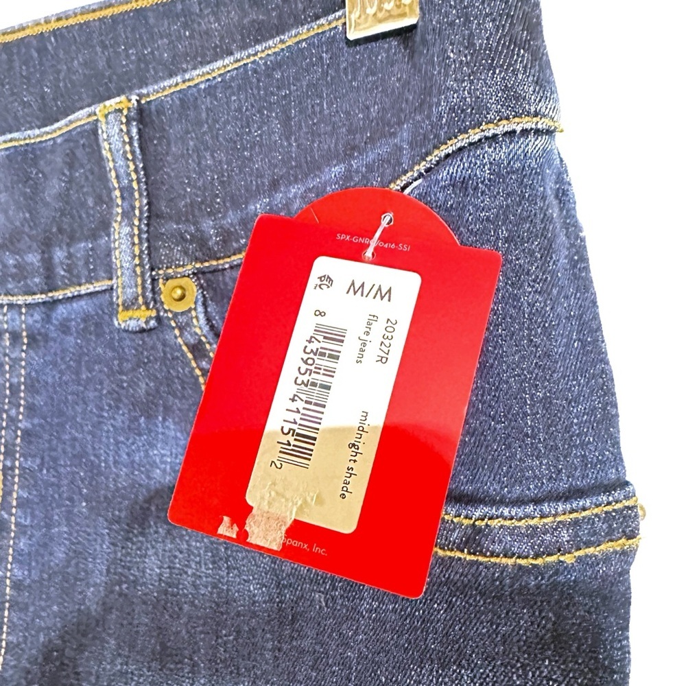 Spanx  Flare Jeans Midnight Shade Pull-on Stretch Boho Western Denim Size M NWT - Picture 2 of 16